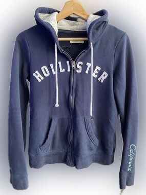 Hollister Navy Zip Front Hoodie Jacket